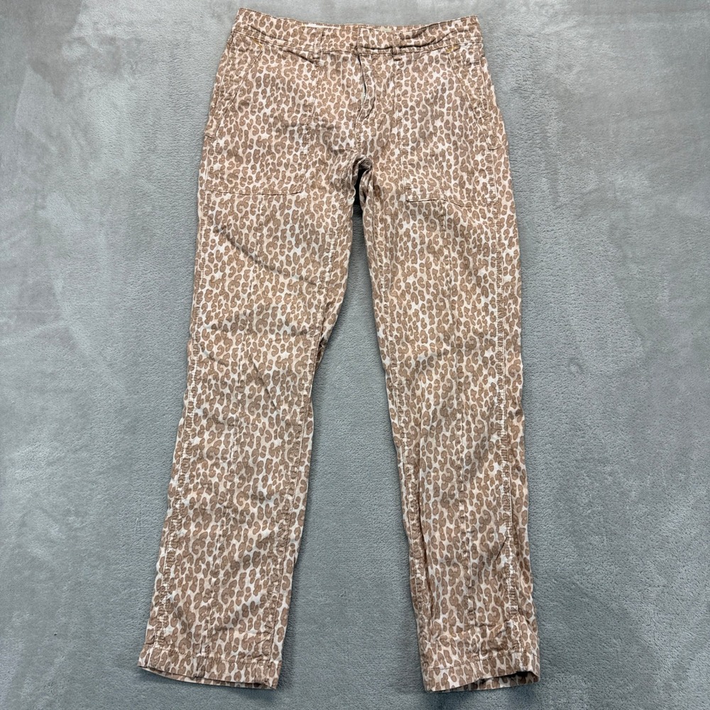 Anthropologie Pants Women's 26 Wanderer Tan Animal Print Linen Blend Trousers